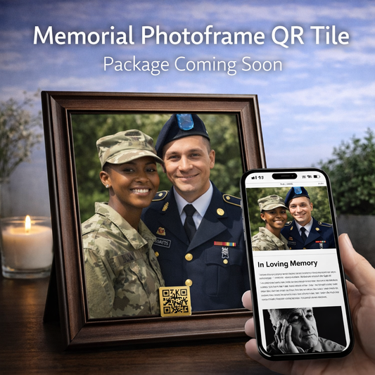 Photoframe QR Memorial Kit | GTK .75” Tile, Page & ID Card