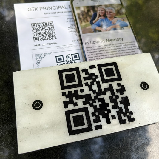 GTK® Gravestone 3" x 6" Marble QR Marker, Memorial kit