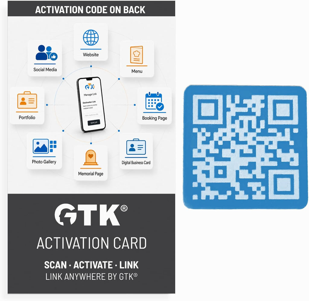 Link Anywhere QR Code Blue 1 inch Square Tile | Scan, Activate, Link, Done