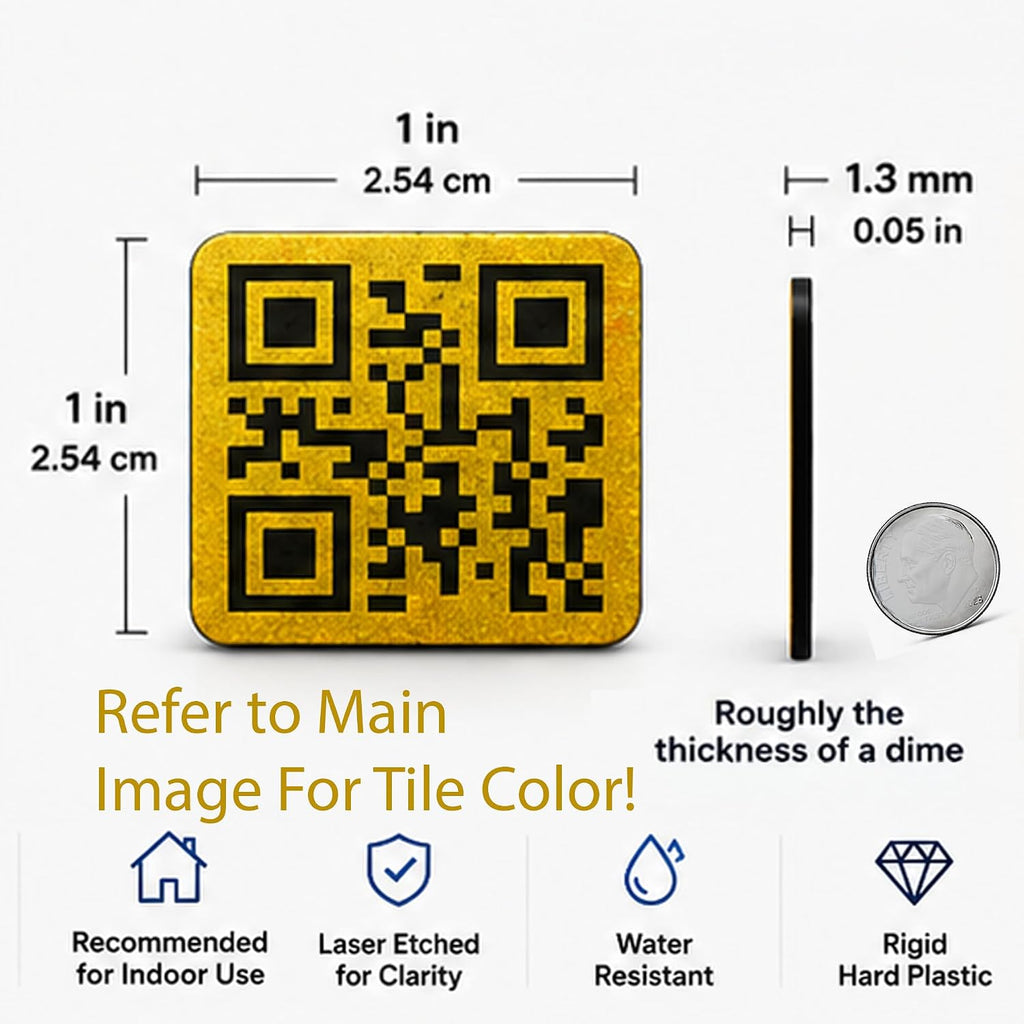Link Anywhere Silver QR Code 1" Square Tile | Scan, Set Your Link, Done