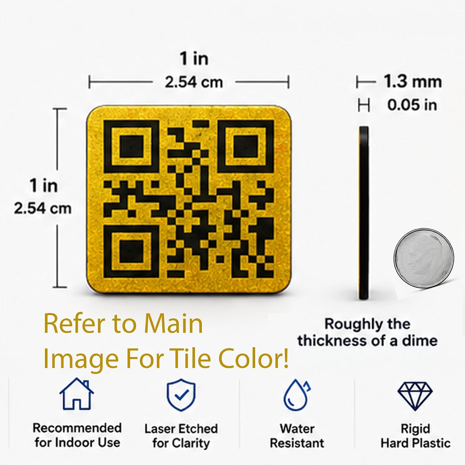 Link Anywhere Silver QR Code 1" Square Tile | Scan, Set Your Link, Done