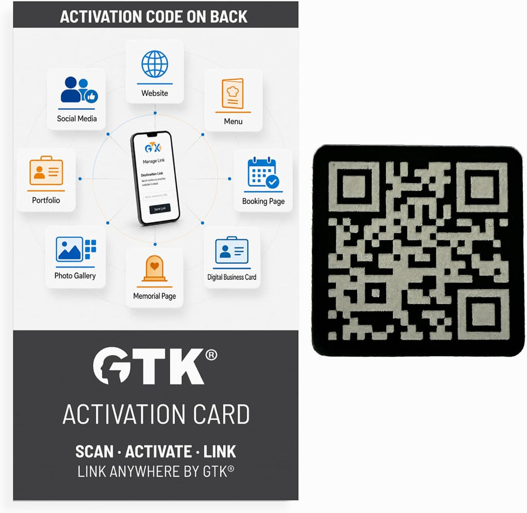 Link Anywhere QR Code Black 1 inch Square Tile | Scan, Activate, Link, Done