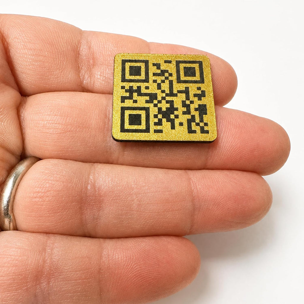 Link Anywhere Gold 1" QR Code Square Tile | Scan, Activate, Set Link, Done