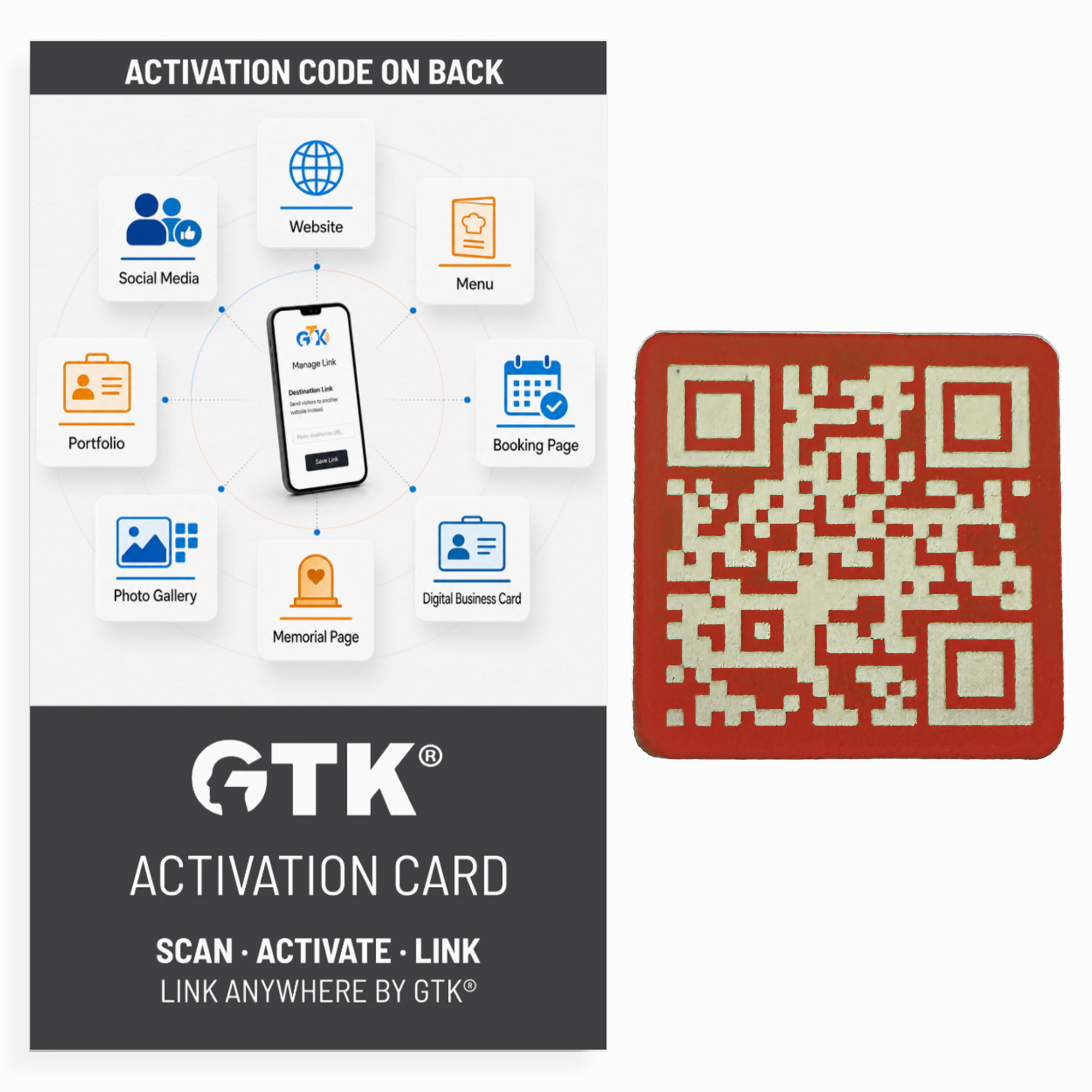 Link Anywhere Red QR Code Tile | 1" Square