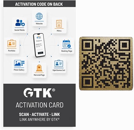 Link Anywhere Gold 1" QR Code Square Tile | Scan, Activate, Set Link, Done