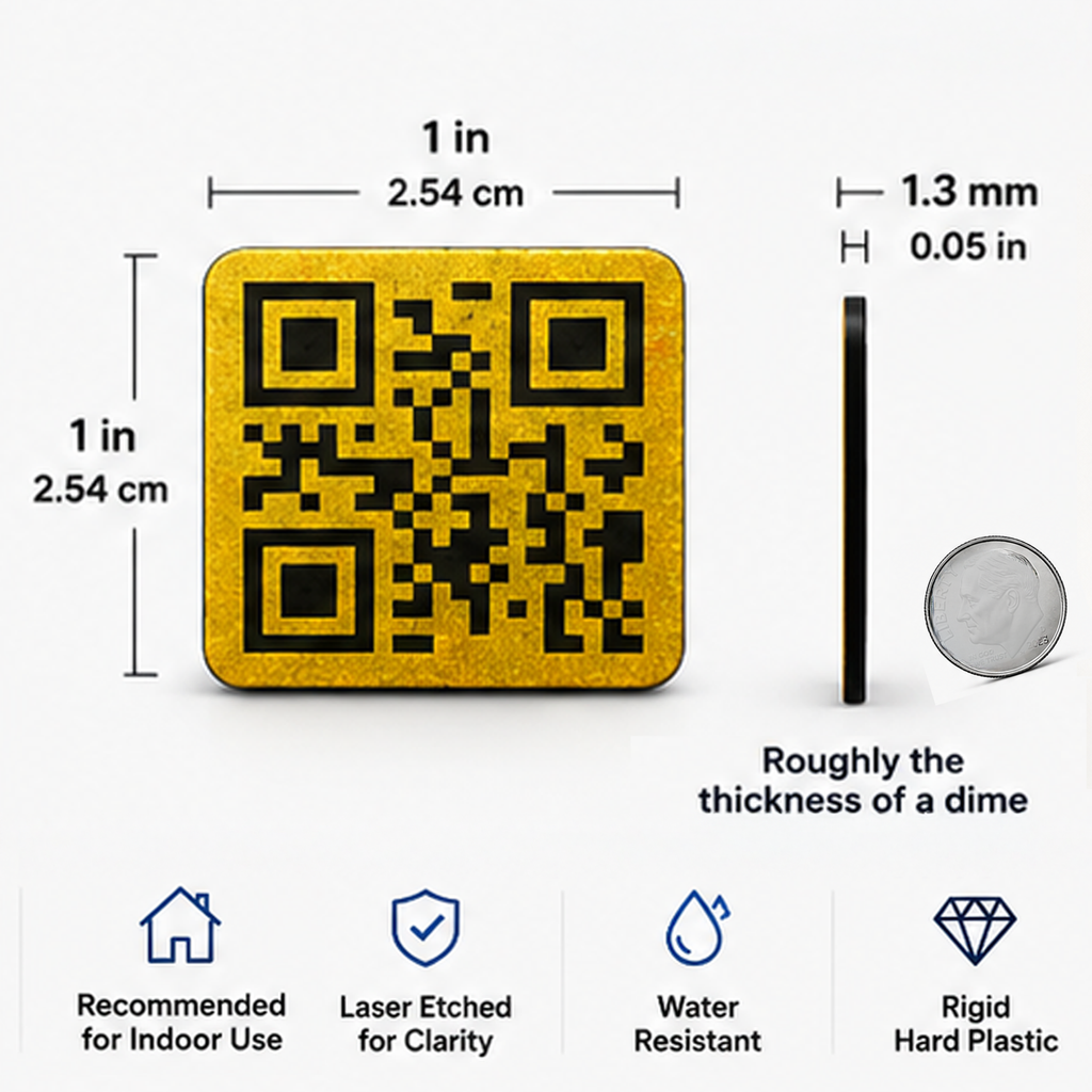 Tip QR Code | 1" Gold Square Tile, Sticker or Magnet – Accept Tips Instantly, No Cash Needed