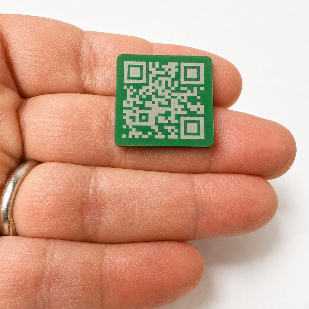 Link Anywhere QR Code Green 1" Square Tile | Scan, Activate, Link, Done