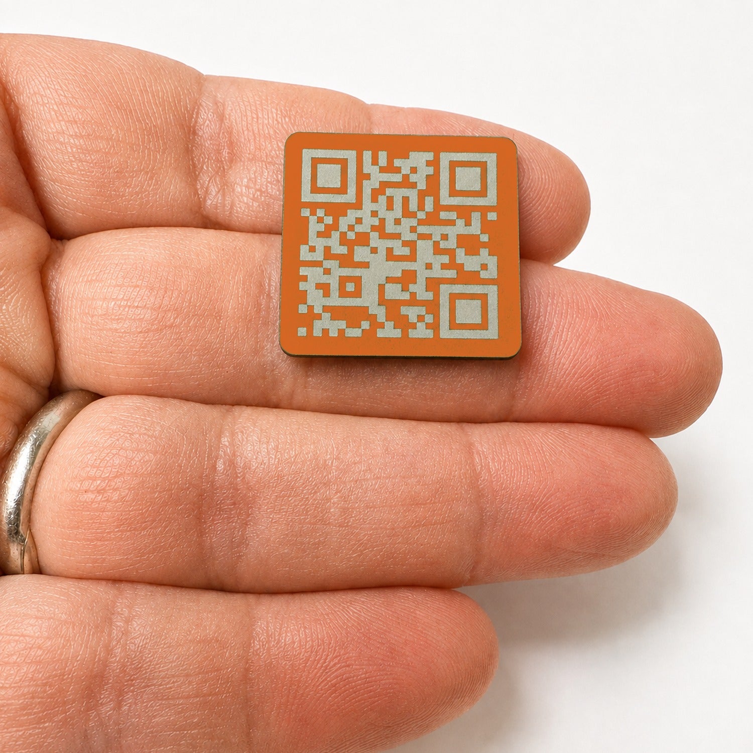 Link Anywhere QR Code Orange 1" Square Tile | Scan, Activate, Link, Done